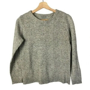 Joseph A. Petite Gray Speck Button Back Crewneck Sweater PM